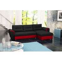 JVmoebel Ecksofa, Sofa Schlafsofa Designer Sofa mit Bettfunktion + Bettkasten Ecksofa rot|schwarz