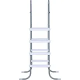SucceBuy Poolleiter aus Edelstahl mit 136 kg Tragkraft, A-Rahmen Einstiegsleiter, Sicherheitsleiter für Aufstellpools mit 121,9 cm Tiefe, Einstieg... - Grau/Weiß