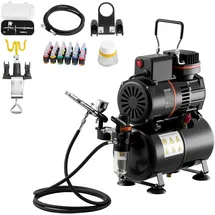 Vevor Airbrush Set 1 St. 1/6 PS mit Luftkompressor & Tank, 1 Düse (0,3 mm) & Schlauch & Acrylfarbe