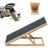 Hunderampe Hundetreppe für Kleine Hunde Katzen Rampe Treppe Auto Klappbar Bett Sofa Holz Hundeleiter Auffahrrampe für Haustiere mit rutschfestem Teppich, 100cm x 45cm, 4 höhenverstellbar 30-60cm