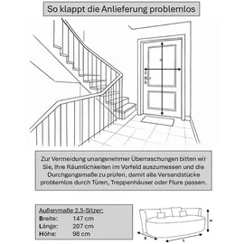 LeGer Home by Lena Gercke 2,5-Sitzer "ISALIE, rundes Loungesofa, mit Kissen, perfekt gepolstert", grün (grüngrau), B:200cm H:98cm T:145cm, LEGER HOME BY LENA GERCKE, Sofas, moderne Stoffe, mit 4 Zierkissen, extra große Sitzfläche