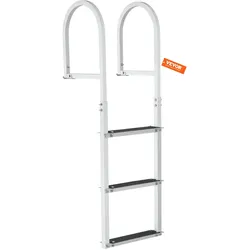 VEVOR Dockleiter 3 abnehmbare Stufen 227 kg Tragkraft, Ponton-Bootsleiter aus Aluminiumlegierung mit 8 cm breiter Stufe und rutschfester Gummimatte, für das Einsteigen in Schiffe/Seen/Schwimmbäder