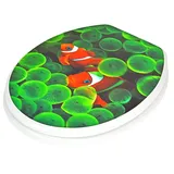 Buri WC-Sitz 3D-Motiv Karibik Steg Fisch 37x44cm Toilettendeckel Klobrille Klodeckel, Variante:Fische