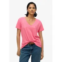 Superdry Studios Slub Emb Vee Kurzarm-T-Shirt Azalea Pink M