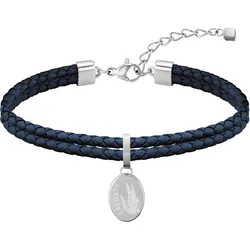 Armband LACOSTE "Schmuck Edelstahl Armschmuck Lederarmband SNEAK", blau (blau, edelstahlfarben), Armbänder, Damen, Leder-Edelstahl, Leder, Edelstahl