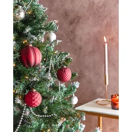 Beliani Weihnachtskugel 6er Set Glas rot