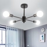 WOTTES Hängeleuchte, Hängelampe E27, lampe wohnzimmer, für Schlafzimmer, Wohnzimmer, Küche, E27 Glühbirne, Durchmesser 57cm(4 Glühbirnen)