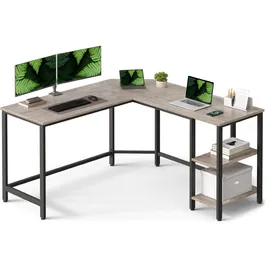 VASAGLE Eckschreibtisch 138 x 138 x 76 cm Greige-Schwarz