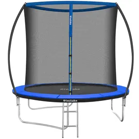 Tectake tectake® Trampolin, Ø 244 cm, GS-zertifiziert, Randabdeckung, inklusive Einstiegsleiter