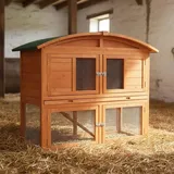 Mucola Kaninchenstall Runddach Aufzucht Freigehege Freilauf Nagerkäfig Holz BraunLaufstall Kleintier Hasenkäfig Gehege Haus - Braun