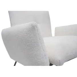 Mendler Lounge-Sessel HWC-K34 Bouclé 87 x 79 x 70 cm Weiß mit Rollen