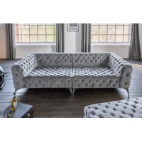 KAWOLA Big Sofa NARLA Chesterfield Sofa Velvet silber