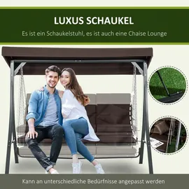 Outsunny Hollywoodschaukel Braun 3-Sitzer