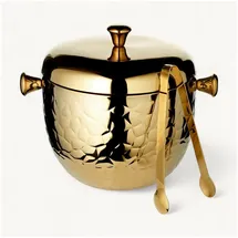 Edzard Eiseimer Rico (Höhe 21 cm), inkl. Deckel, und Eiszange, Gold-Optik, gemustert, Edelstahl, hochglanzpoliert