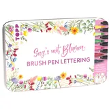 Frechverlag Handlettering Designdose Brush Pens Sag's mit Blumen Dose 19 x 11,5 cm 6 Brush Pens