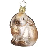 INGE-GLAS Christbaumschmuck Glas Hase 8,5cm sitzend mundgeblasen handbemalt Weihnachtskugeln Wald Tiere braun