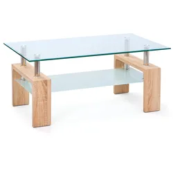 Inter Link Couchtisch Dana aus Glas und Holz in Sonoma Eiche Nachbildung