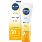NIVEA UV Face Q10 Anti-Age, 0% weiße Rückstände (50 ml), für das Gesicht, UV-Gesichtscreme, Anti-Aging-Creme mit SPF50, Verpackung kann variieren