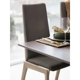 Polsterstuhl STRESSLESS "Laurel", braun (braun batick, eiche natur), B:57cm H:105cm T:60cm, Leder BATICK: BATICK ist ein leicht korrigiertes, durchgefärbtes und genarbtes Möbelleder, bei dem die meisten Unebenheiten und Spuren in der Regel entfernt wurden., Stühle, Polsterstuhl, High Back, Größe M, mit abgerundeten Beinen in Eiche natur