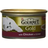 Gourmet Gold Katze Essen mit Hünchen und Leber, 85 g