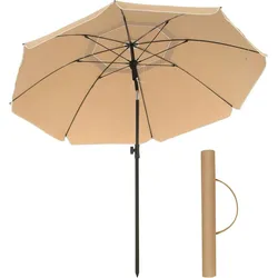 Sonnenschirm 160 cm, Sonnenschutz, UPF 50+, Strandschirm, beidseitig um 30° knickbar, höhenverstellbar, mit Tragetasche,  ohne Ständer, taupe