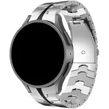 Strap-it Samsung Galaxy Watch 7 Armband Stahl 'Iron' für Samsung Galaxy Watch 7  - 44mm - Silber/Schwarz - Butterfly-Verschluss