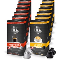Nespresso kompatible Kaffee Kapseln, 12 x 10 Kapseln (60 x Crema, 60 x Espresso)