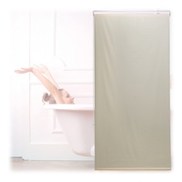 Relaxdays Duschrollo, 80x240 cm, Seilzugrollo für Dusche & Badewanne, Decke & Fenster, Badrollo wasserabweisend, beige