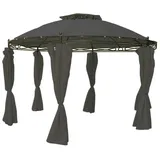 Lex Linder Ersatzdach Pavillon rund 3,5m beige, rot, grau oder Taupe wasserdicht Gartenpavillon Doppeldach Dachhaube steingrau : Steingrau