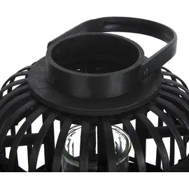 Beliani Laterne Bambusholz 30 cm Tragegriff schwarz