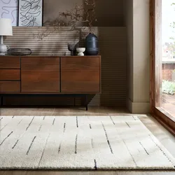 Wollteppich FLAIR RUGS "Dottie Linear", weiß, B:200cm H:6mm L:290cm, Kunstfaser, Wolle, Teppiche, natürlich wärmeisolierend