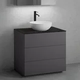 neoro n50 Unterschrank B: 80 cm mit 3 Auszügen, Waschtisch Ø 40 cm weiß matt, B: 80.5 BN0064WM+BN0452GR+BN0402C2