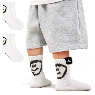 Von Jungfeld Tennissocken Smiley Kids Sportsocken in Weiß | Gr.: 27-30