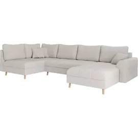 Home Affaire Wohnlandschaft HOME AFFAIRE "CHARRE U-Form mit Ottomane, Maße B/T/H: 310/161/81 cm", beige (creme), B:310cm H:81cm T:161cm, 92% Polyester, 8% Nylon, Sofas, Wohnlandschaft, feine Steppung, lose Rücken- und Zierkissen, auch in Cord und Bouclé