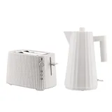 Alessi Plissé Bundle Elektrischer Wasserkocher und Toaster weiß
