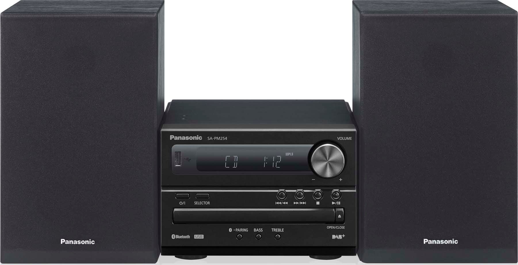 Panasonic SC-PM254 (CD Player, Bluetooth, 2x 20 W), Stereoanlage, Schwarz