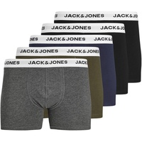 Jack & Jones Herren Boxershort JACBASIC WHITE WB TRUNKS 5er Pack Blau Blau - Grau - Schwarz - Schwarz 12214455 Normaler Bund XXL