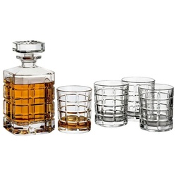 gouveo Karaffe Whiskykaraffe mit 4 Gläser – Whisky-Set aus hochwertigem Glas
