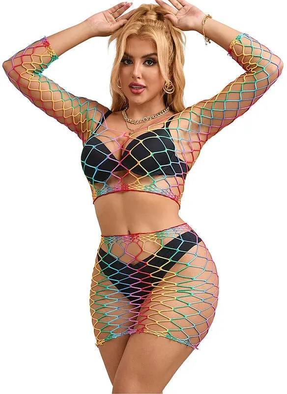SUBBLIME  952440 Zweiteiliges Netz-Set Langarm Regenbogen One Size