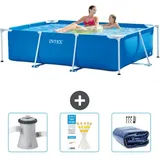 Intex Schwimmbecken mit rechteckigem Rahmen – 220 x 150 x 60 cm – Blau – im Lieferumfang enthalten Accessoire CB74 - Intex