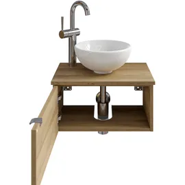 Saphir Waschtisch SAPHIR "Serie 6915 Waschschale mit Unterschrank für Gästebad, Gäste WC", braun (riviera eiche, riviera eiche, riviera eiche quer nb), B:51cm H:39,8cm T:35cm, Waschtische, Waschtisch, 51 cm breit, 1 Tür, Waschtischplatte, kleine Bäder, ohne 