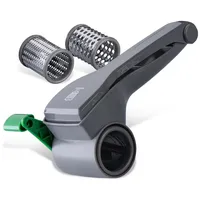 Fackelmann Chefkoch Trommelreibe für Gemüse, Käse oder Nüsse – Reibe mit Kurbel und 3 Einsätzen für Scheiben, grobe & feine Raspeln – Leichtes Befüllen dank großer Öffnung