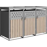 Estexo Mülltonnenbox Müllbox Mülltonnenverkleidung 3 Türen Pflanzdach Edelstahl RAL9007