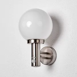 LINDBY Wandleuchte Außen Nada mit Bewegungsmelder (spritzwassergeschützt Modern in Alu aus Edelstahl 1-flammig E27)