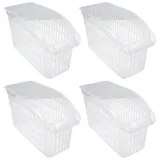 4er Set Aufbewahrungskorb Transparent 17,5 x 29 x 13,5 cm Schrankkorb Regal Organizer Aufbewahrungsbox Ordnungskorb Kunststoff