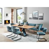 K+W Komfort & Wohnen Essgruppe Mikkado Tube, (6-tlg), 4 Freischwinger und einem Funktionesstisch blau