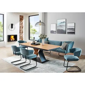 K+W Komfort & Wohnen Essgruppe Mikkado Tube, (6-tlg), 4 Freischwinger und einem Funktionesstisch blau