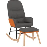 vidaXL Schaukelsessel mit Hocker Stoff 70 x 90 x 80 cm Dunkelgrau