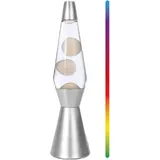 I-TOTAL® - LED Lavalampe 36 cm mit Heizwiderstand zum Erhitzen von Wachs (weißes Wachs und silberner Sockel)