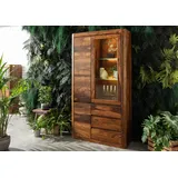 Massivmoebel24 Vitrine Sheesham 109x40x202 walnuss gewachst, Toronto 211
